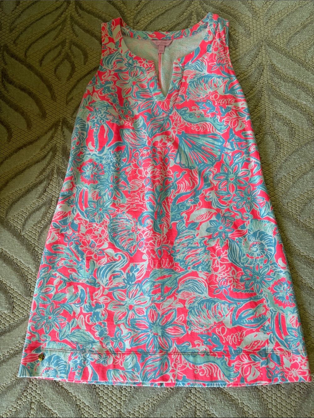 Lilly Pulitzer Pink & Aqua sea life print Sleeveless Shift Dress